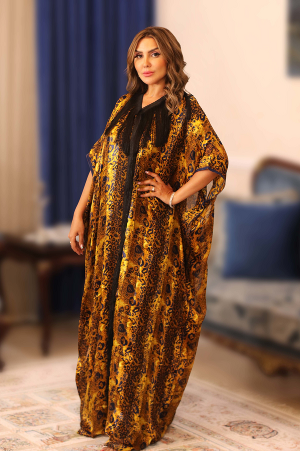 Leopard Silk Print With Threads Jalabiya