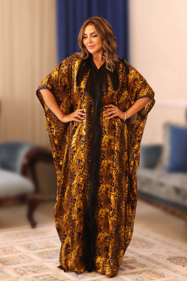 Leopard Silk Print With Threads Jalabiya