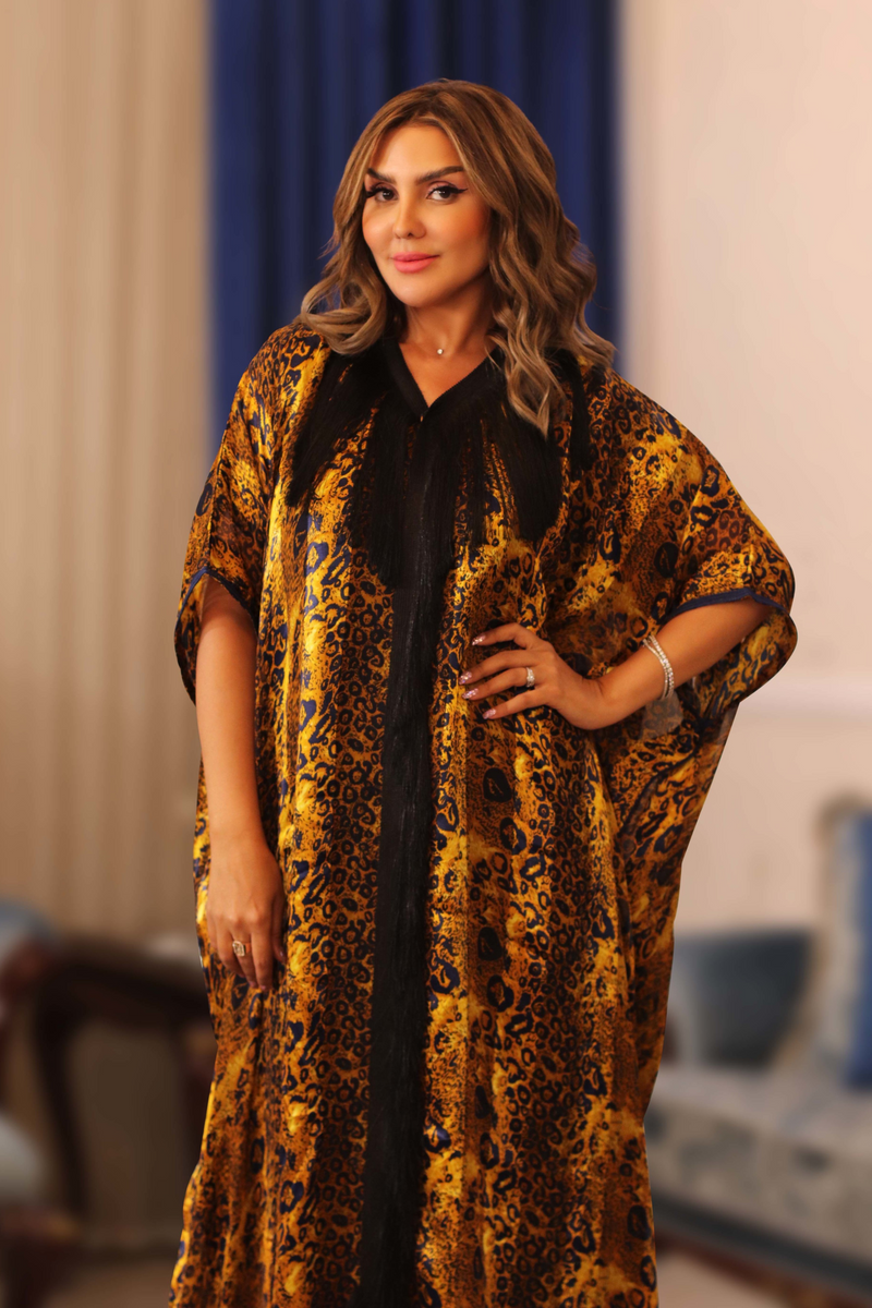 Leopard Silk Print With Threads Jalabiya