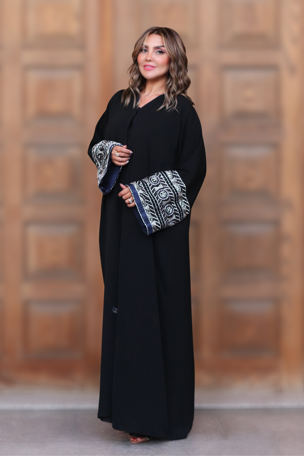 Mutli Colour Embroidery Black Abaya