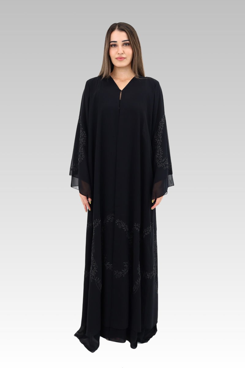 Silky Thread Embroidery Abaya