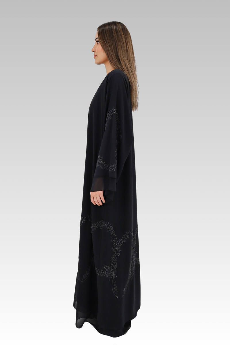 Silky Thread Embroidery Abaya