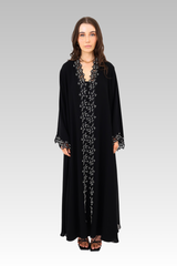 Leafy Lace Pearl Abaya