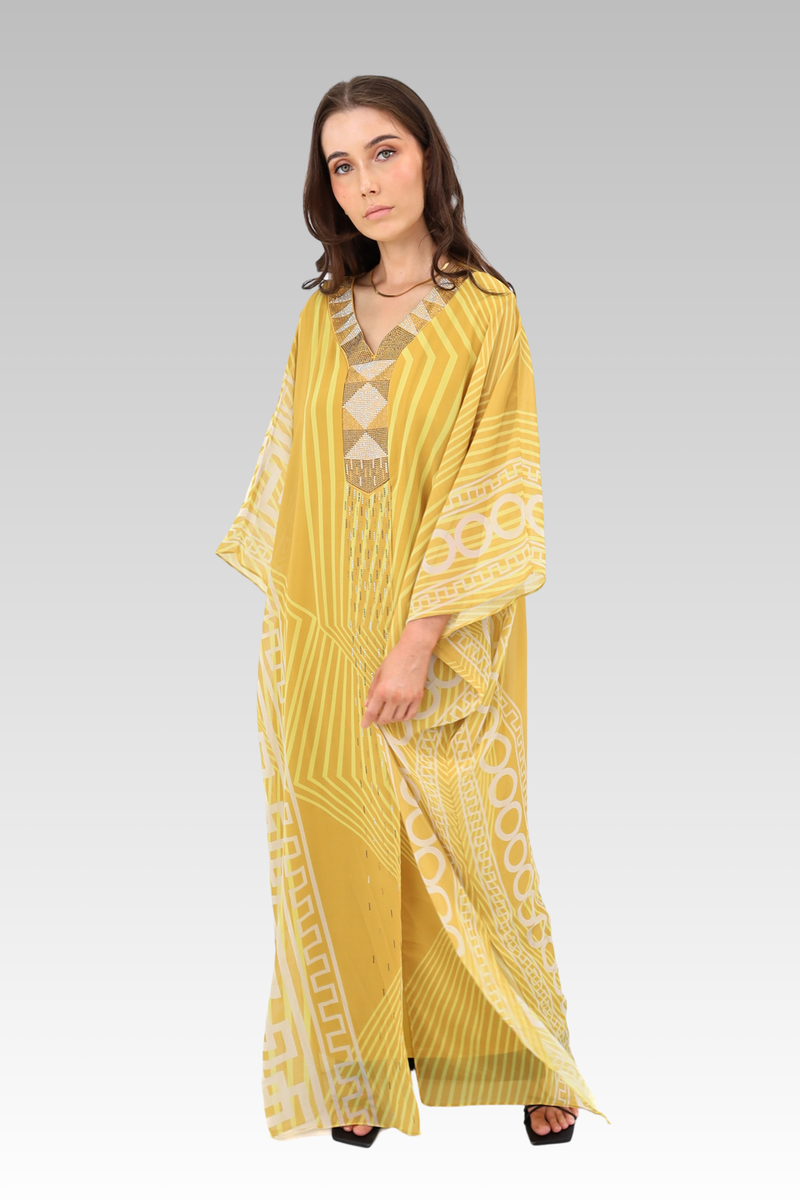 Striped Embellished Jalabiya