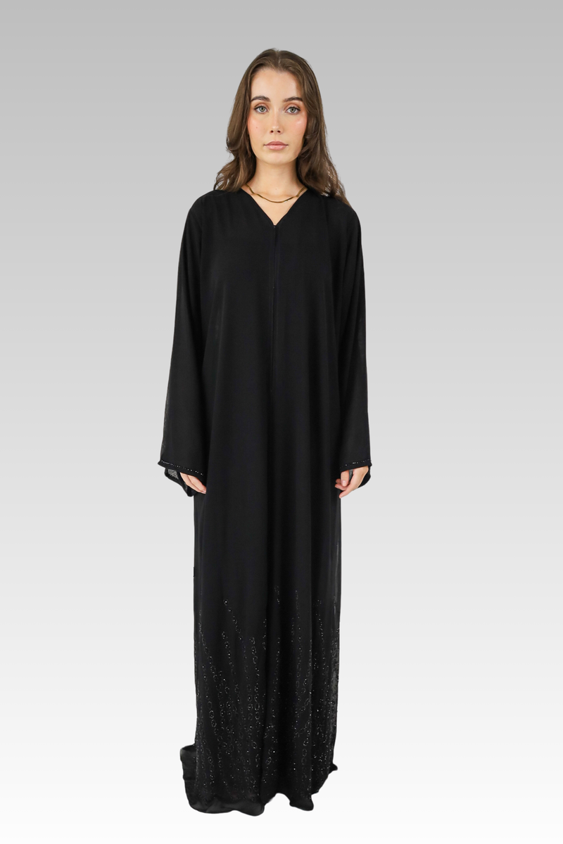 Soft Shine Beads Embellishment Abaya