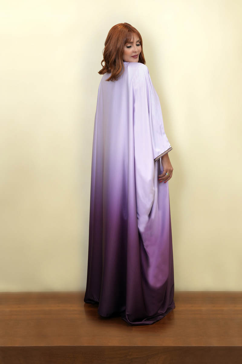 Gradient Purple Shades Embroidered Bisht