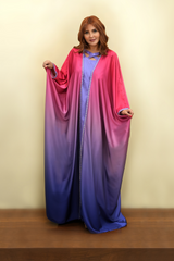 Gradient Pink to Blue Embroidered Bisht