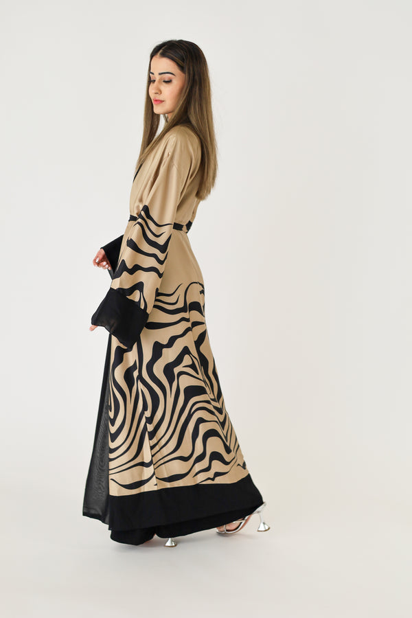 Tiger Print Kimono Abaya