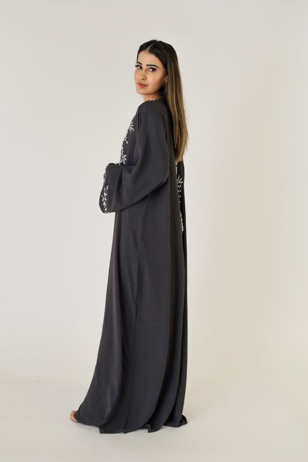 Drape Over Pearl Leafs Abaya